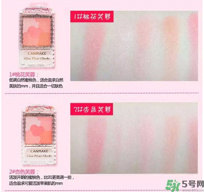 canmake花瓣腮紅色號對比圖？canmake五色花瓣腮紅試色