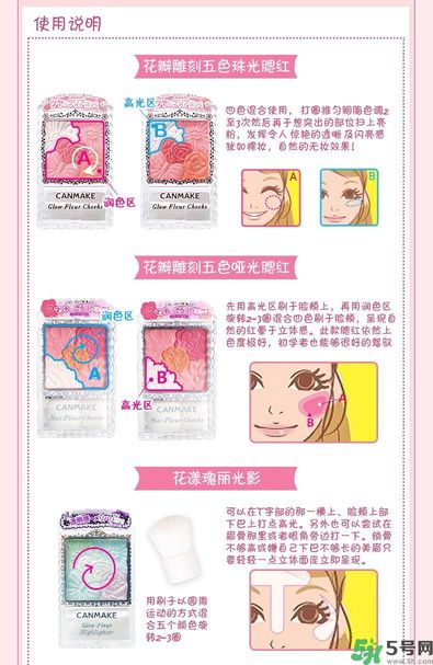 canmake花瓣腮紅色號(hào)對(duì)比圖？canmake五色花瓣腮紅試色