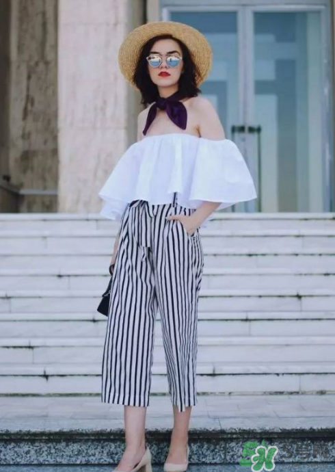 條紋闊腿褲配什么上衣？條紋闊腿褲搭配上衣圖片