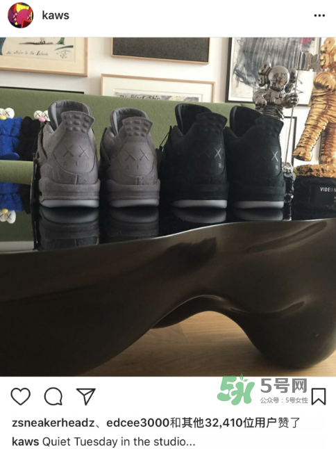 kaws與air jordan 4聯名黑色版本多少錢？aj4純黑限定發(fā)售價格